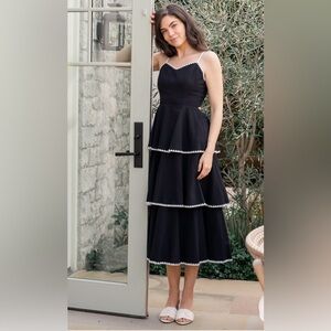 Baltic Born Black and White Tiered Midi Dress